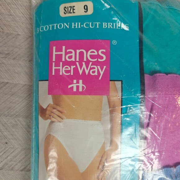 Vintage Hanes Her Way Cotton Hi-Cut Briefs Size 9 ComfortSoft 3-Pack NEW - Picture 3 of 5
